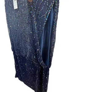 J Kara Beaded Sleeveless Popover Sheath Dress Iridescent Sequin Navy‎ Size 14 thumbnail 9