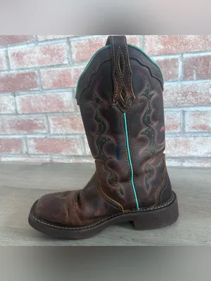 Justin Gypsy Raya Cowboy Boots Western Women’s 7 Country Brown Teal Cowgirl thumbnail 4
