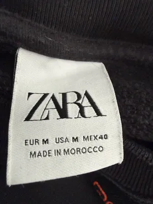 Zara Black Crewneck Sweatshirt with Graphics thumbnail 4