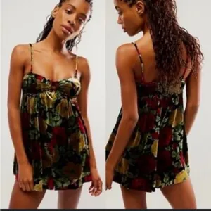 Free People velvet floral romper thumbnail 2