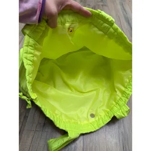 Neon Green Nylon Tote Bag Ruched Top Shoulder‎ Bag Lightweight Large thumbnail 5
