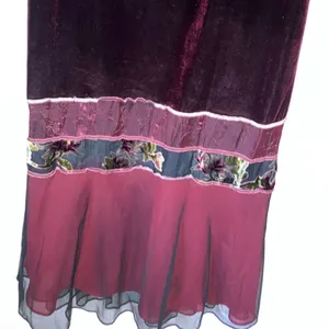 S.A.2 Silk Blend Vintage Velvet floral Burgundy Maxi Dress Whimsy goth #800 thumbnail 10