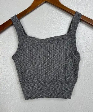Athleta Revolve Cami Grey Space Dye Ribbed Knit Crop Tank Top Womens XS‎ thumbnail 1