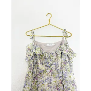 ASTR The Label Anastasia Cutout Mini Dress Small Ivory Lilac Floral Cottagecore thumbnail 6