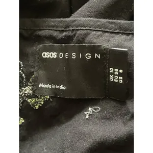 ASOS DESIGN cotton poplin embroidery shirred bodice mini dress in black thumbnail 10