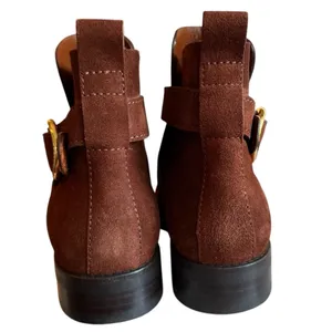 See by Chloé Lyna Suede Ankle Boots Brown Gold Buckle Women’s Size 40.5(US 10.5) thumbnail 5