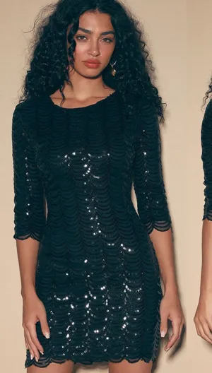 Lulu’s Star Dust Black Sequin Bodycon Dress Size XS thumbnail 1