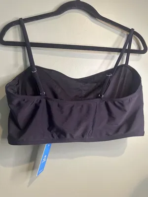 NWT Cupshe XL Black Bikini Top Ruched Adjustable Strap Swim Top vacation beach thumbnail 2