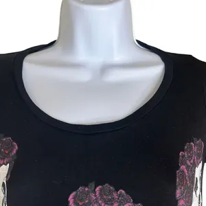 Lauren Moshi XS Skull Roses Tunic Top Black Day of The Dead Halloween‎ Oversized thumbnail 3