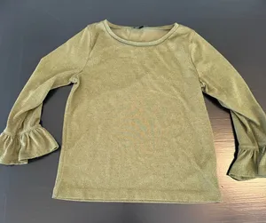 J crew pea green shimmery Gold Ruffle‎ Sleeve Top size medium thumbnail 1