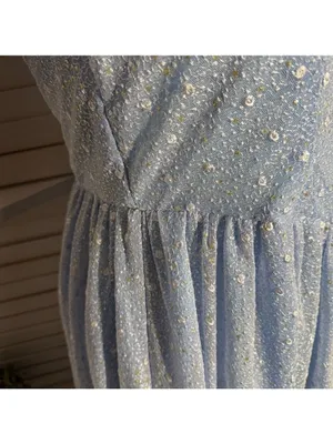 Vintage Beaded Floral Appliqués Peasant Dress Blue XL thumbnail 10