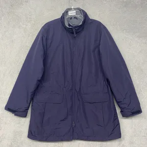 Lands End‎ Coat Womens Medium Blue Full Zip Outdoor Wind Check Nylon thumbnail 1