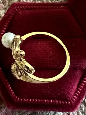 Women’s Stainless Steel Golden Embellished Ring Size 7 thumbnail 3