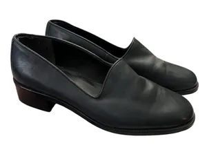 Nine West Darwin Loafer Pumps Low Block Heel Navy Black 6M thumbnail 1