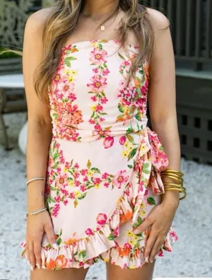 Strapless Romper Pink thumbnail 1