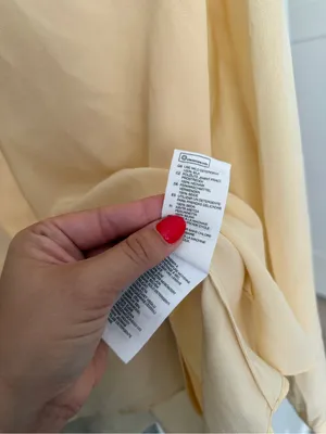 & other stories butter yellow shirt silk‎ long sleeve button up top thumbnail 3