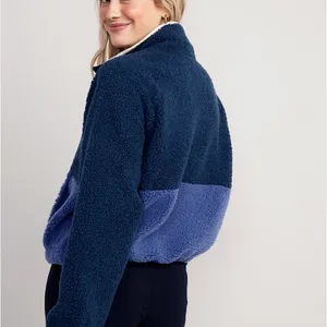 Old Navy NWT Long-Sleeve Oversized Two-Tone Sherpa Sweatshirt for Women thumbnail 5