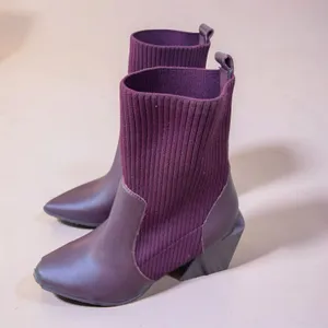 Steve Madden Sock Ankle Boots Pointed Toe Block Heel Booties Burgundy Women's 9 thumbnail 11