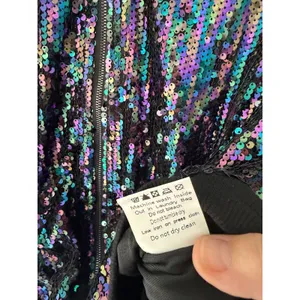 Allegra K Iridescent Sequin Bomber Jacket | Size Small thumbnail 5