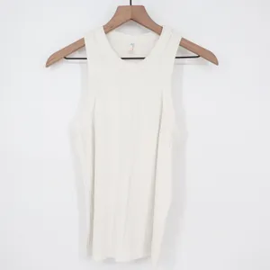 Free People Movement Tank Top Womens L White Ribbed Knit Round Neck Activewear thumbnail 2