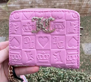 Juicy Couture Pink Embossed Logo Wallet Card Holder Y2K Coquette McBling thumbnail 1