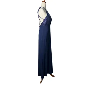 X by Xscape Navy Sequin Halter Keyhole Formal Maxi Gown Size 12 thumbnail 2