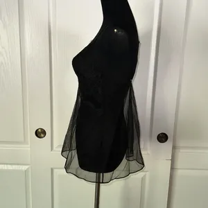 Victorias Secret Black Lace Sheer Mesh Baby Doll Slip thumbnail 3