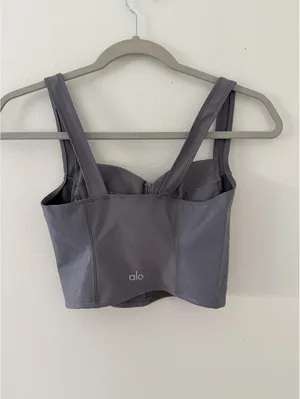 Alo Yoga Airlift Winter Warm Mob Wife Faux Leather Cropped Supermoto Tank small thumbnail 9