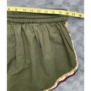 Free People Coastal Cruise Olive Green Crochet Trim Boho Pull On Shorts S/M NWT thumbnail 14