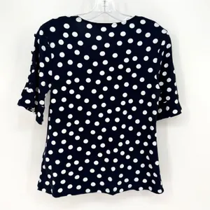 Boden Polka Dot Blouse Women 8 Navy Preppy Coastal Classic Feminine Modest Chic thumbnail 10