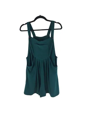 Halara Pockets Waffle Casual Short Overalls Green L thumbnail 4