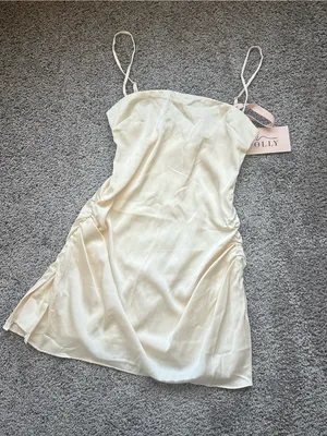 Oh Polly Cream Satin Mini Dress thumbnail 1
