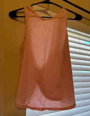 Lululemon pink, open back, Pima cotton tank thumbnail 1
