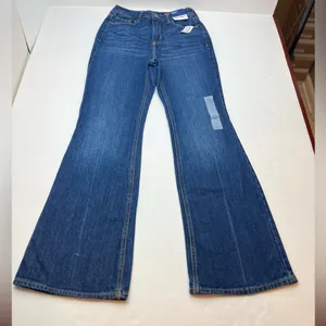 Old Navy Higher High Rise Flare Womens Size 0 / 24‎ Waist Blue Denim Jean NEW thumbnail 1
