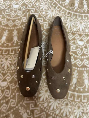 a new day Taupe Suede Studded Ballet Flats thumbnail 1