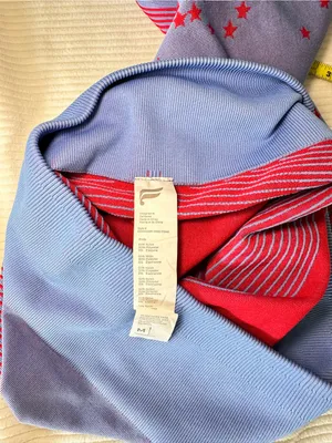 FABLETICS Stars & Stripes Red & Blue Ribbed Compressive Crop 21” Leggings Medium thumbnail 6