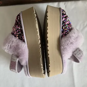 UGG Funkette Stellar Sequin Shearling Purple Platform Slipper Slide‎ Sandal Sz 6 thumbnail 6