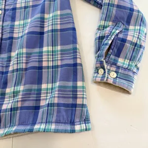 LL Bean Blue Plaid Fleece Lined Flannel Button Up Shirt Jacket Shacket Size XS thumbnail 4