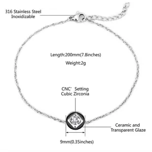 NEW Women's Bezel Simulated Diamond Gold-Plated Ceramic‎ Bracelet, Size 7.8+2" thumbnail 5