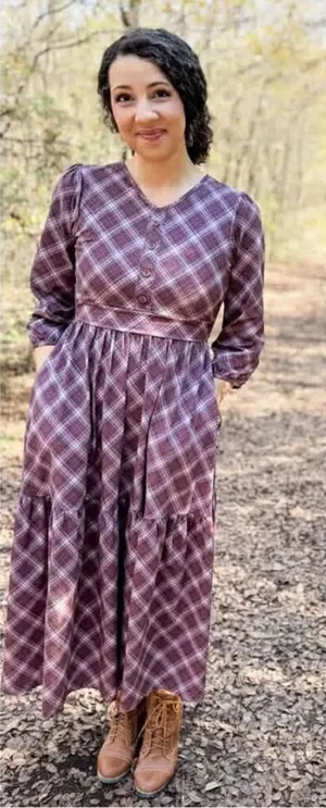 Super Cute Dresses Ringger plaid Tyrian Tyne plum dress thumbnail 1