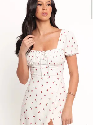Petal & Pup Dress with Cherry Print and Puff Sleeves thumbnail 2