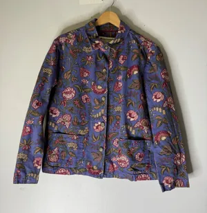 Appleseeds's floral chore coat blazer botanical print periwinkle size 16M‎ thumbnail 1