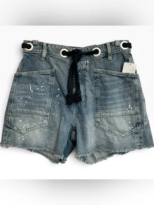 NWT FREE PEOPLE WE THE FREE Moxie Barrel Shorts Timeless Blue $128 CURRENT 26 S thumbnail 3