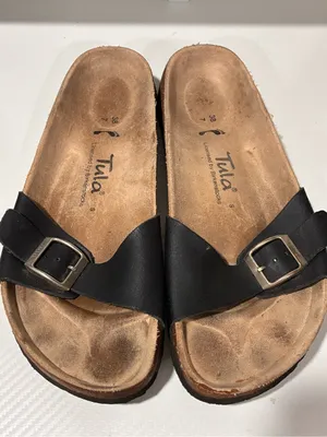 Tula by BIRKENSTOCK Black Strap Slide Sandals Big Buckle Size 7 thumbnail 2