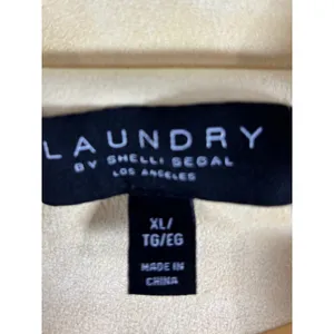 Laundry by Shelli Segal‎ Butter Yellow Faux Suede Motorcycle Jacket XL Biker thumbnail 6