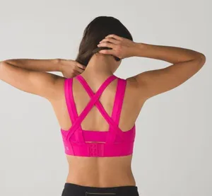 NEW LULULEMON Oxygen Bra Long Line Raspberry Pink Size 4 High Support Mesh NWOT thumbnail 3