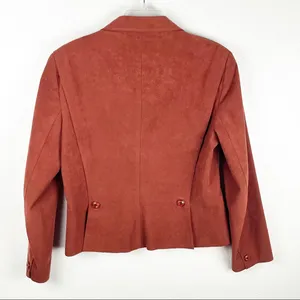 NEIMAN MARCUS Suede Copper Single Button Pocket Lined Blazer Small Western Boho thumbnail 2