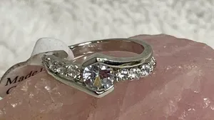 Silver tone fashion engagement style ring thumbnail 1