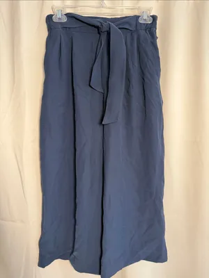 Lululemon Noir Crop Tie Waist Wide Leg Pants True Navy‎ Size 6 thumbnail 3