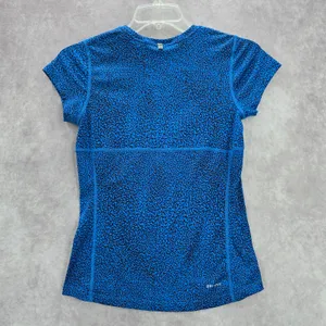Nike Di Fit Blue Black Print‎ Short Sleeve Active Running Tshirt XS Extra Small thumbnail 2